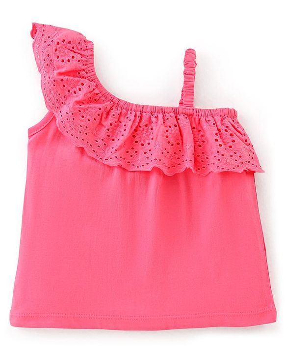 Babyhug Cotton Knit Sleeveless Top with Schifilli Detailing - Pink