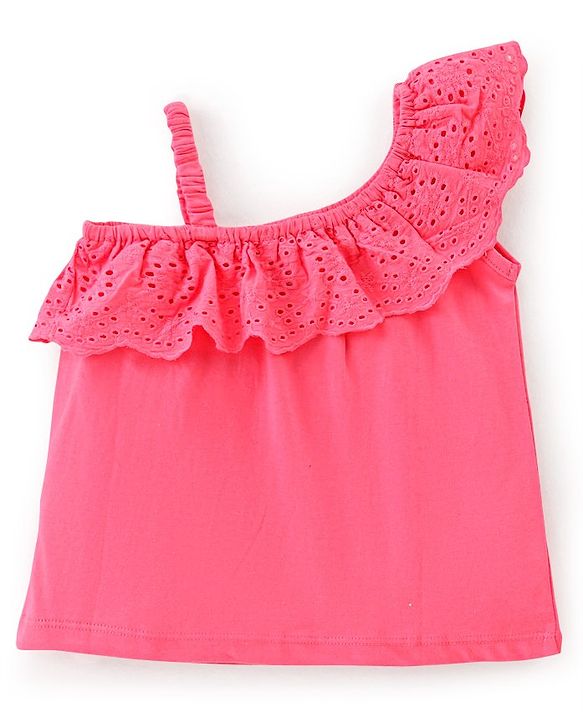 Babyhug Cotton Knit Sleeveless Top with Schifilli Detailing - Pink