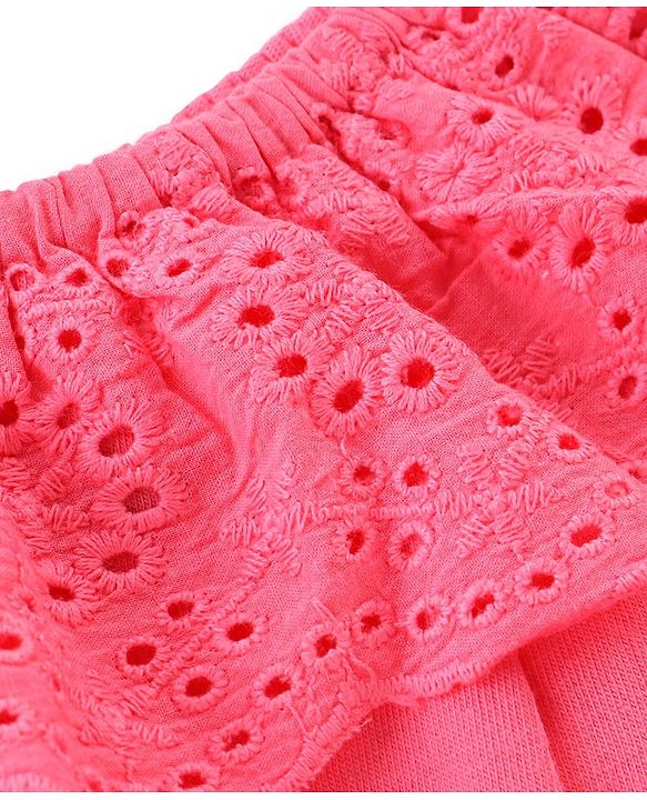 Babyhug Cotton Knit Sleeveless Top with Schifilli Detailing - Pink