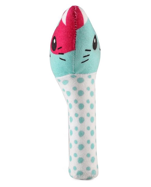 Babyhug Kitty Face Rattle Soft Toy with Squeeze Handle - Multicolor