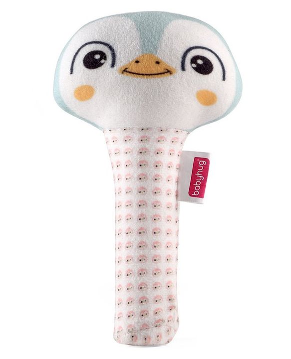 Babyhug Kitty Face Rattle Soft Toy with Squeeze Handle - Multicolor
