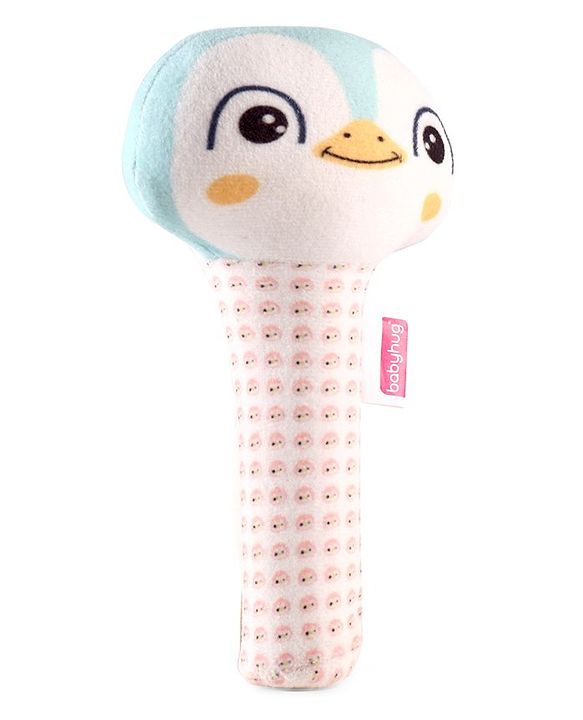 Babyhug Kitty Face Rattle Soft Toy with Squeeze Handle - Multicolor