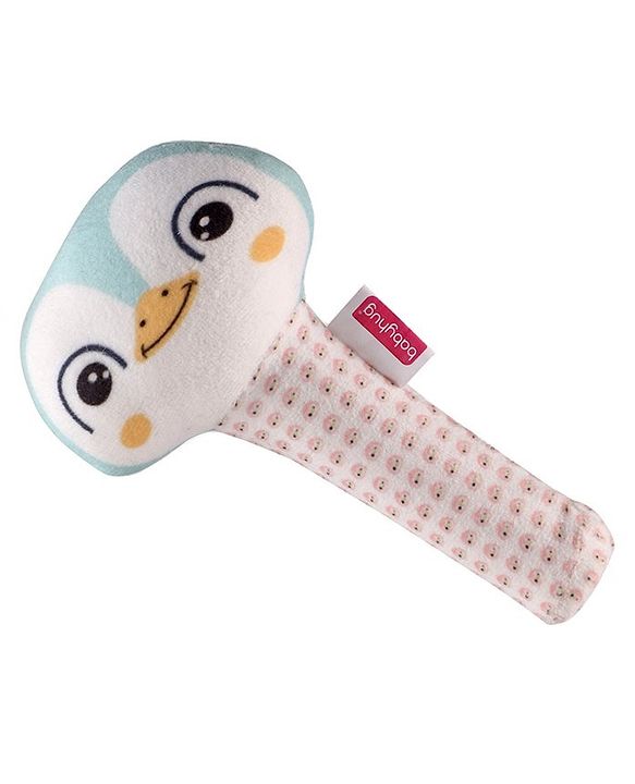 Babyhug Kitty Face Rattle Soft Toy with Squeeze Handle - Multicolor