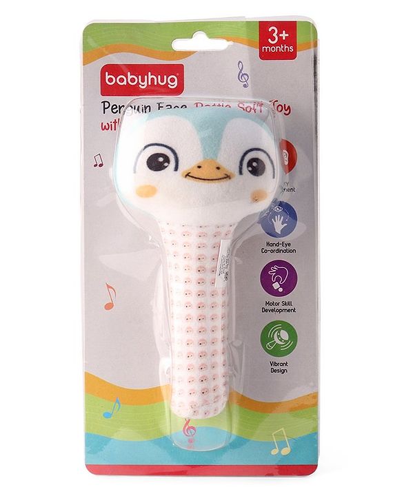Babyhug Kitty Face Rattle Soft Toy with Squeeze Handle - Multicolor