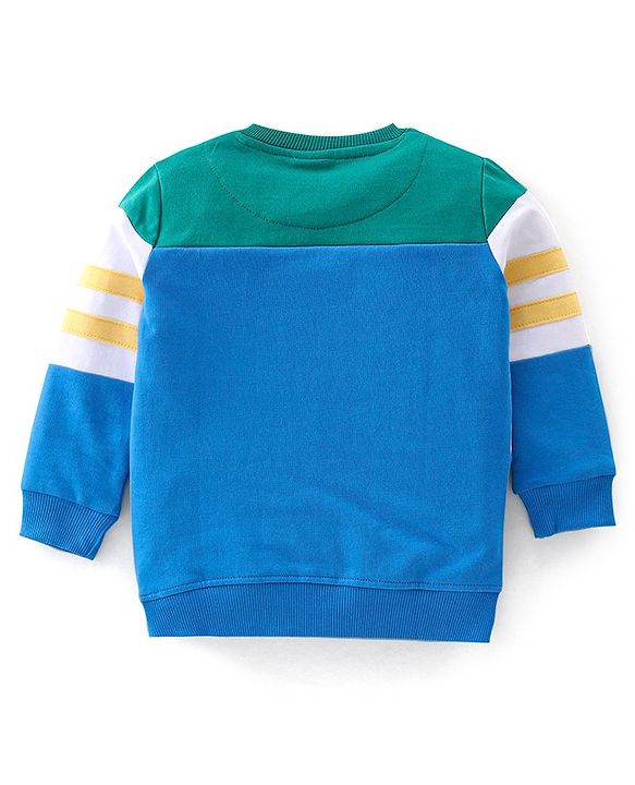 Babyhug 100% Cotton Full Sleeves T-Shirt & Lounge Pants With Text Embroidery - Green & Blue