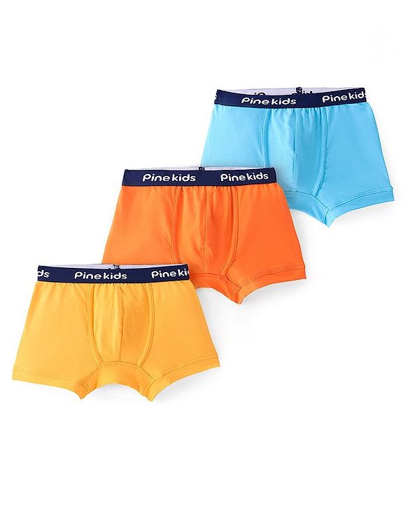 Pine Kids Cotton Lycra Solid Colour Trunks Pack of 3 - Multicolor