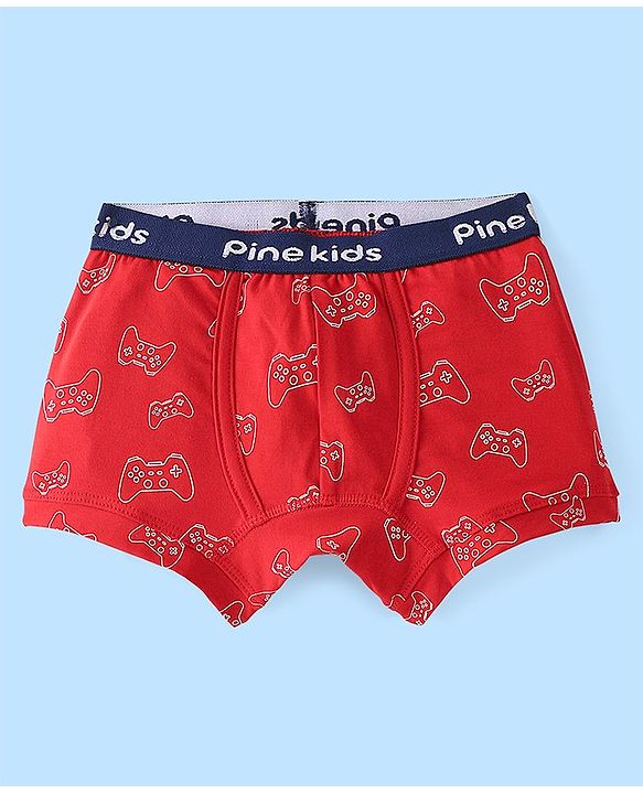 Pine Kids Cotton Lycra Knit Briefs Solid Color & Gaming Console Print Pack of 3 - Multicolor