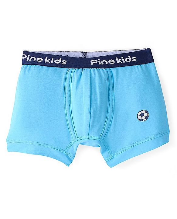 Pine Kids Cotton Spandex Knit Boxers With Basketball Print Pack of 3 - Blue White & Orange