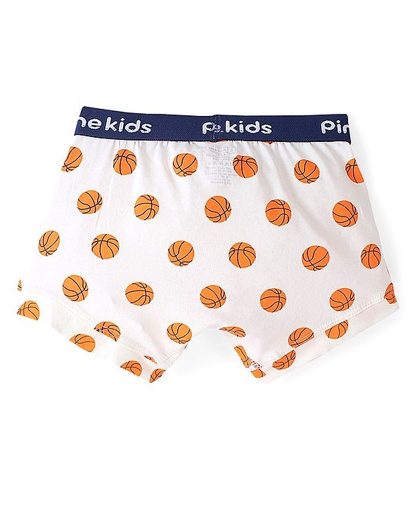 Pine Kids Cotton Spandex Knit Boxers With Basketball Print Pack of 3 - Blue White & Orange