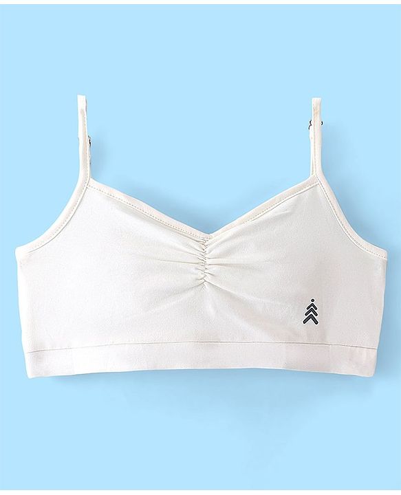 Pine Kids Cotton Sleeveless Bralettes Solid Colour Set of 3 -White