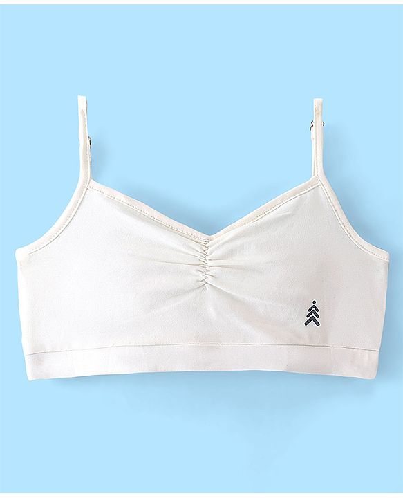 Pine Kids Cotton Sleeveless Bralettes Solid Colour Set of 3 -White