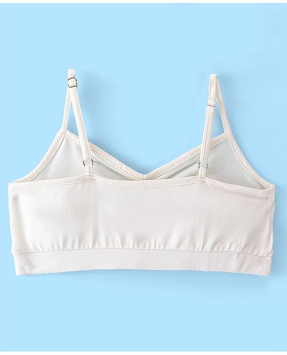 Pine Kids Cotton Sleeveless Bralettes Solid Colour Set of 3 -White