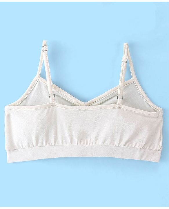 Pine Kids Cotton Sleeveless Bralettes Solid Colour Set of 3 - Blue Beige and White