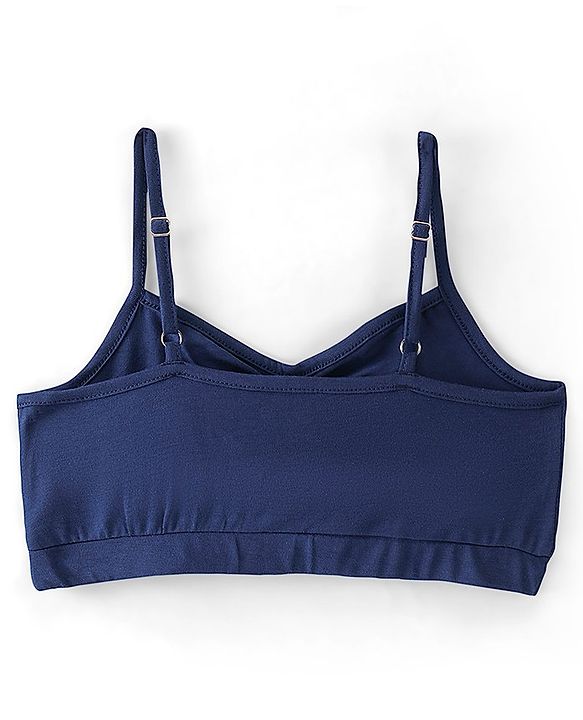 Pine Kids Cotton Sleeveless Bralettes Solid Colour Set of 3 - Blue Beige and White