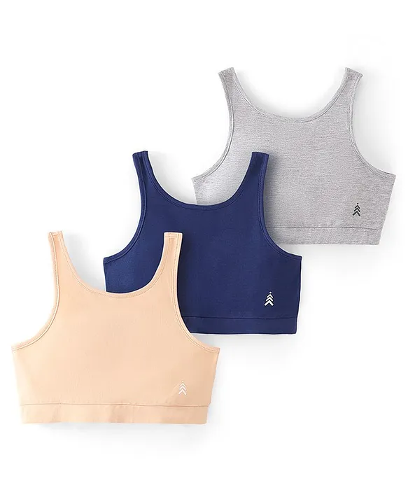 Buy Pine Kids Solid Colors Sports Bra Pack of 3 Multicolor for