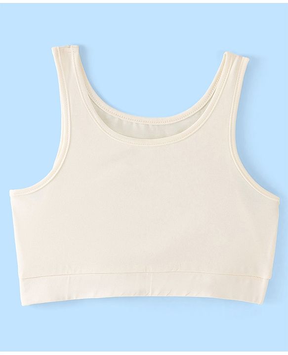 Pine Kids Cotton Spandex Sleeveless Solid Colour Bralettes Pack of 3 - White