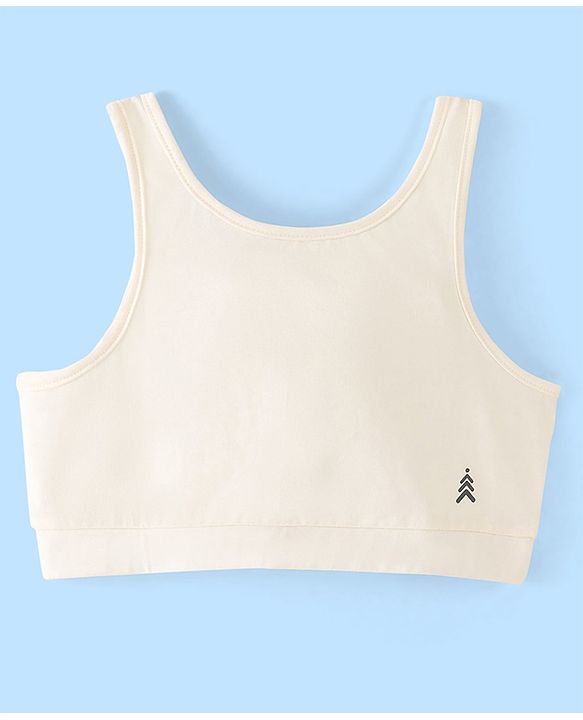 Pine Kids Cotton Spandex Sleeveless Solid Colour Bralettes Pack of 3 - White