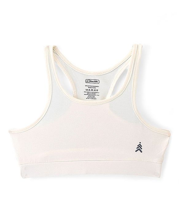 Pine Kids Cotton Spandex Bralette Solid Colour Pack Of 3 - Grey White & Black