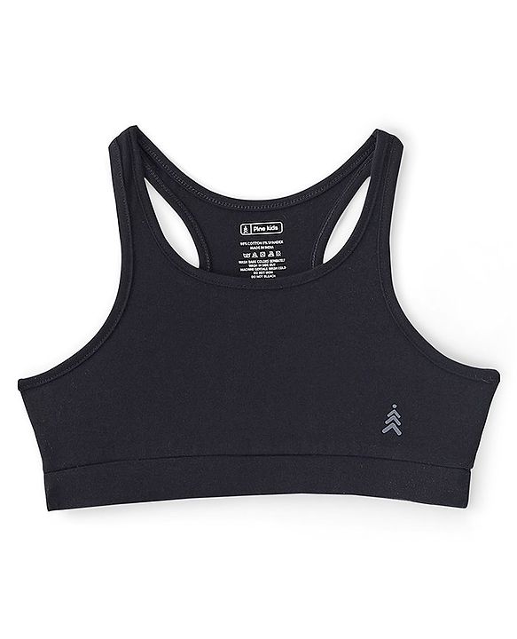 Pine Kids Cotton Spandex Bralette Solid Colour Pack Of 3 - Grey White & Black