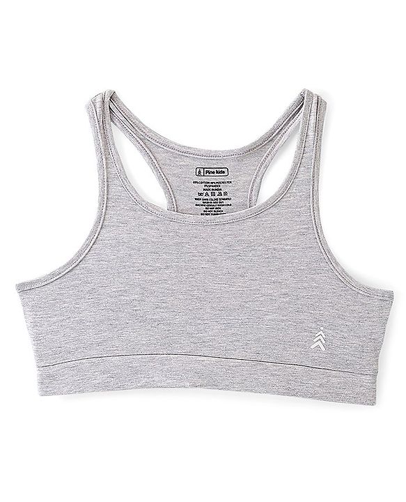 Pine Kids Cotton Spandex Bralette Solid Colour Pack Of 3 - Grey White & Black