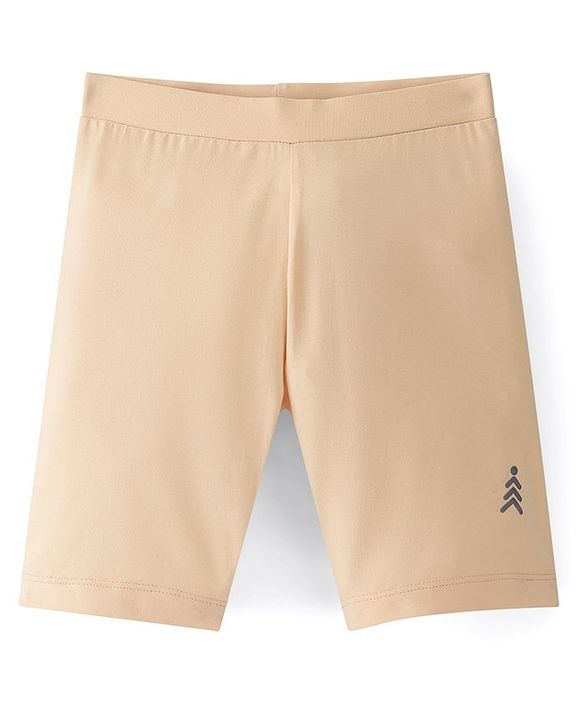 Pine Kids Cotton Lycra Knit Knee Length Solid Color Cycling Shorts Pack Of 3 - Pink Blue & Beige
