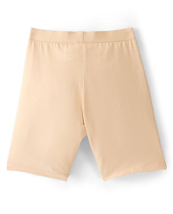 Pine Kids Cotton Lycra Knit Knee Length Solid Color Cycling Shorts Pack Of 3 - Pink Blue & Beige