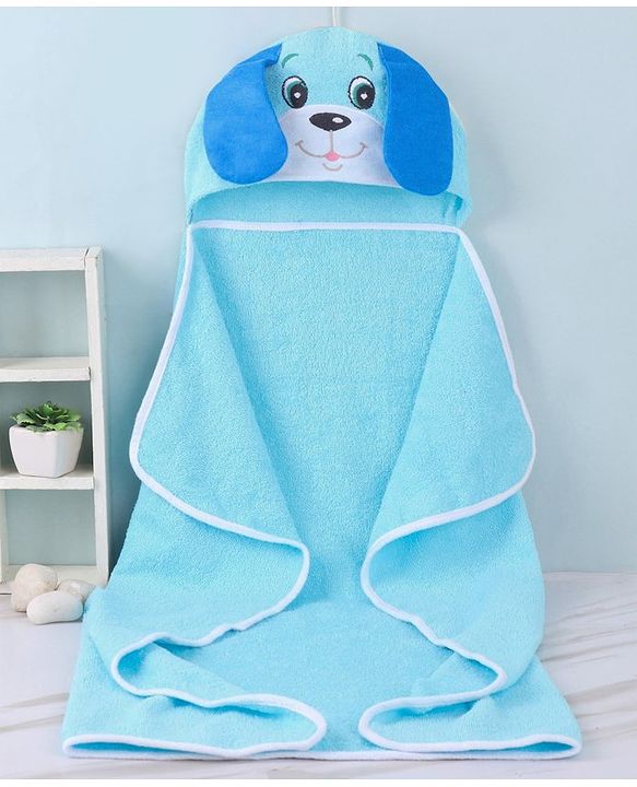 Babyhug Terry Woven Hooded Towel with Puppy Design 76.2x76.2 cm - Blue