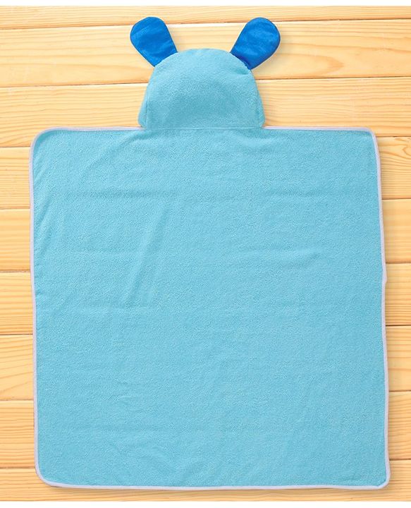 Babyhug Terry Woven Hooded Towel with Puppy Design 76.2x76.2 cm - Blue