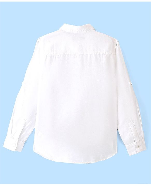 Pine Kids 100% Cotton Full Sleeves Solid Colour Shirt - White