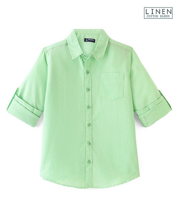 Pine Kids Full Sleeves Solid Color Shirt - Green