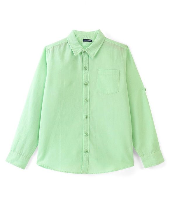 Pine Kids Full Sleeves Solid Color Shirt - Green
