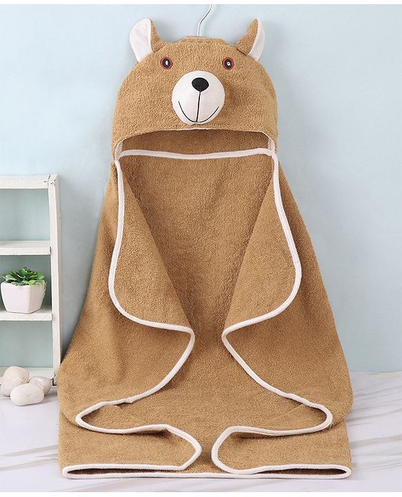 Babyhug Terry Woven Hooded Towel with Teddy Design 76.2x76.2 cm - Brown