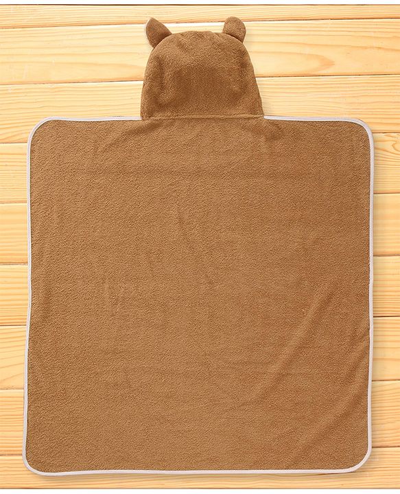 Babyhug Terry Woven Hooded Towel with Teddy Design 76.2x76.2 cm - Brown