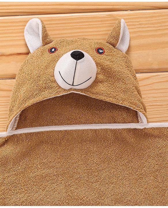 Babyhug Terry Woven Hooded Towel with Teddy Design 76.2x76.2 cm - Brown