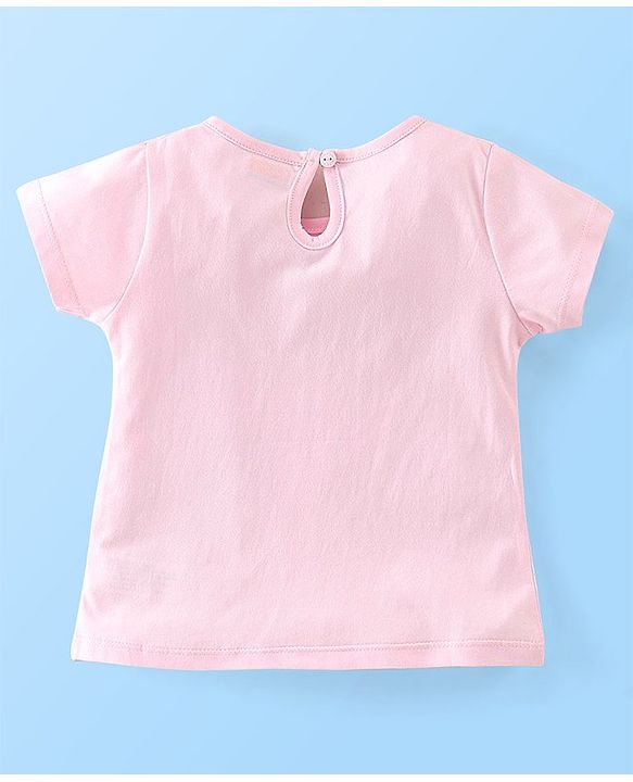 Babyhug Cotton Knit Half Sleeves Text Print T-Shirt - Pink