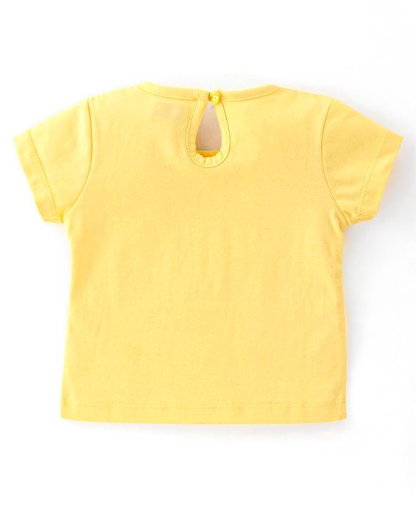 Babyhug 100% Cotton Knit Half Sleeves T-Shirt with Text Graphics - Mustard