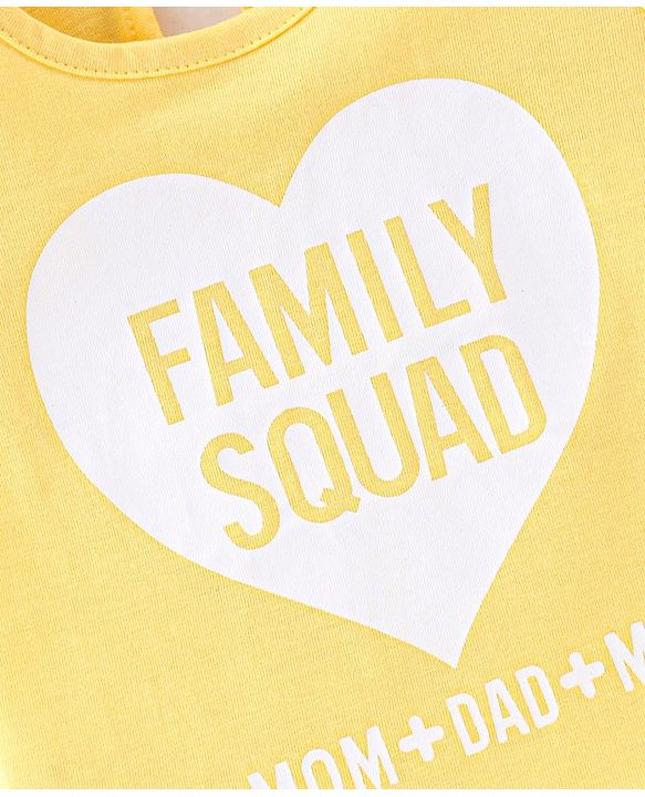 Babyhug 100% Cotton Knit Half Sleeves T-Shirt with Text Graphics - Mustard