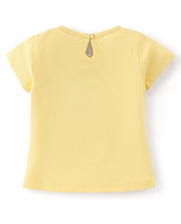 Babyhug 100% Cotton Half Sleeves T-Shirt With Kitty Graphics- Yellow