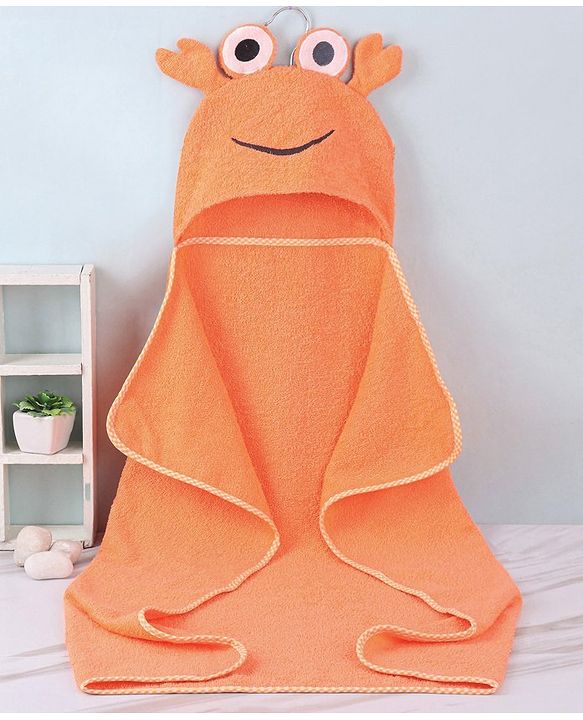Babyhug Terry Woven Hooded Towel with Froggy Design 76.2x76.2 cm - Orange