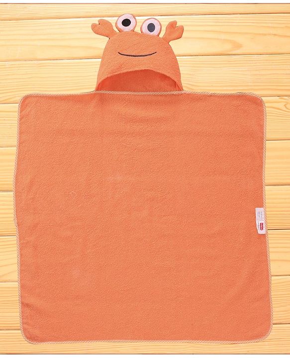 Babyhug Terry Woven Hooded Towel with Froggy Design 76.2x76.2 cm - Orange