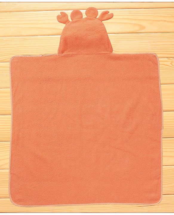 Babyhug Terry Woven Hooded Towel with Froggy Design 76.2x76.2 cm - Orange