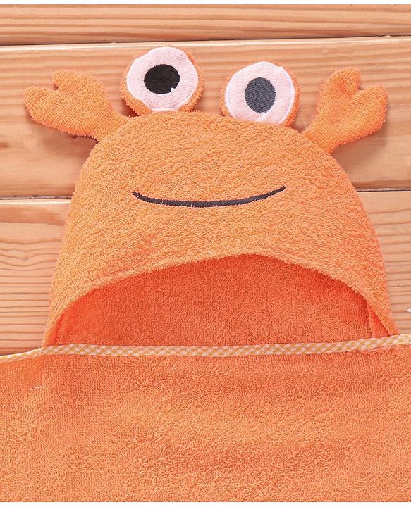 Babyhug Terry Woven Hooded Towel with Froggy Design 76.2x76.2 cm - Orange
