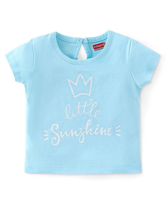 Babyhug 100% Cotton Half Sleeves T-Shirt Text Print - Blue
