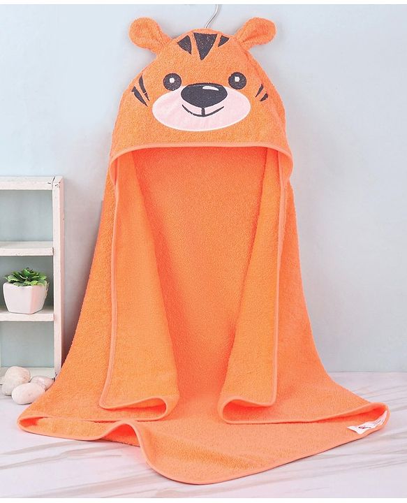 Babyhug Terry Woven Hooded Towel with Tiger Design 76.2x76.2 cm - Orange