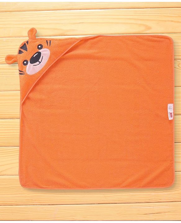 Babyhug Terry Woven Hooded Towel with Tiger Design 76.2x76.2 cm - Orange
