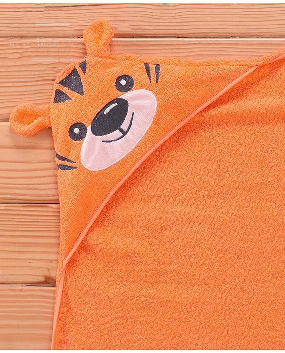 Babyhug Terry Woven Hooded Towel with Tiger Design 76.2x76.2 cm - Orange