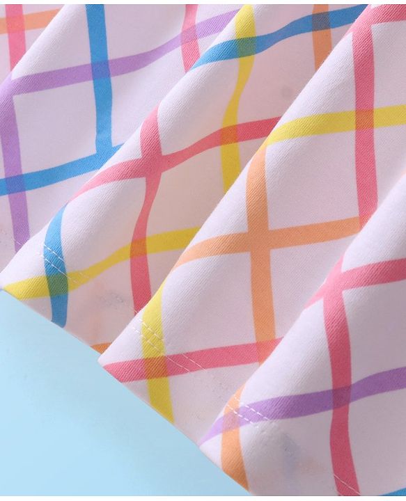Babyhug 100% Cotton Half Sleeves Frock With Checkered Print - Pink