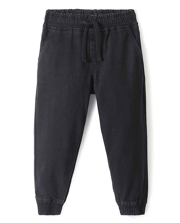 Pine Kids Full Length Elasticated Waist Solid Color Jogger Jeans - Black