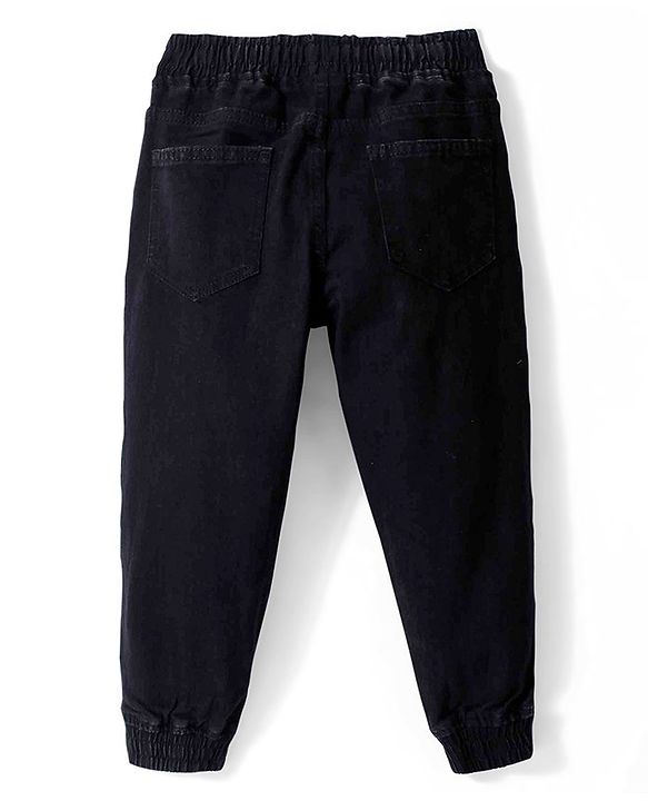 Pine Kids Full Length Elasticated Waist Solid Color Jogger Jeans - Black