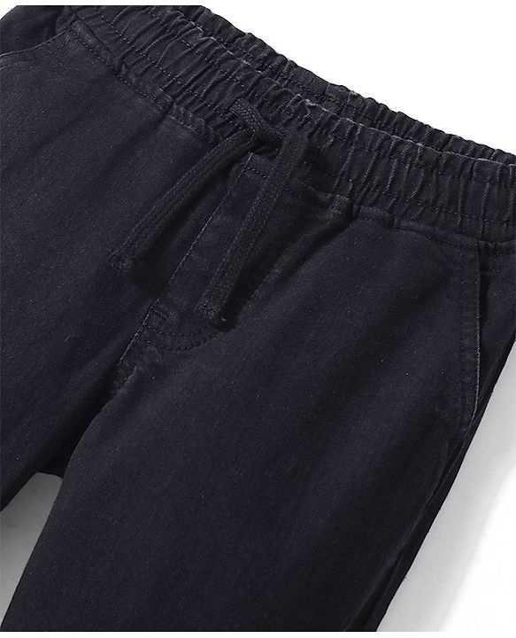 Pine Kids Full Length Elasticated Waist Solid Color Jogger Jeans - Black